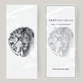 Stor falsk tatueringsklocka & lejon