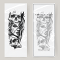 Stor falsk tatuering kvinna & dödskallar