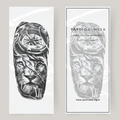 Falsk tatueringsärm lejon och klocka